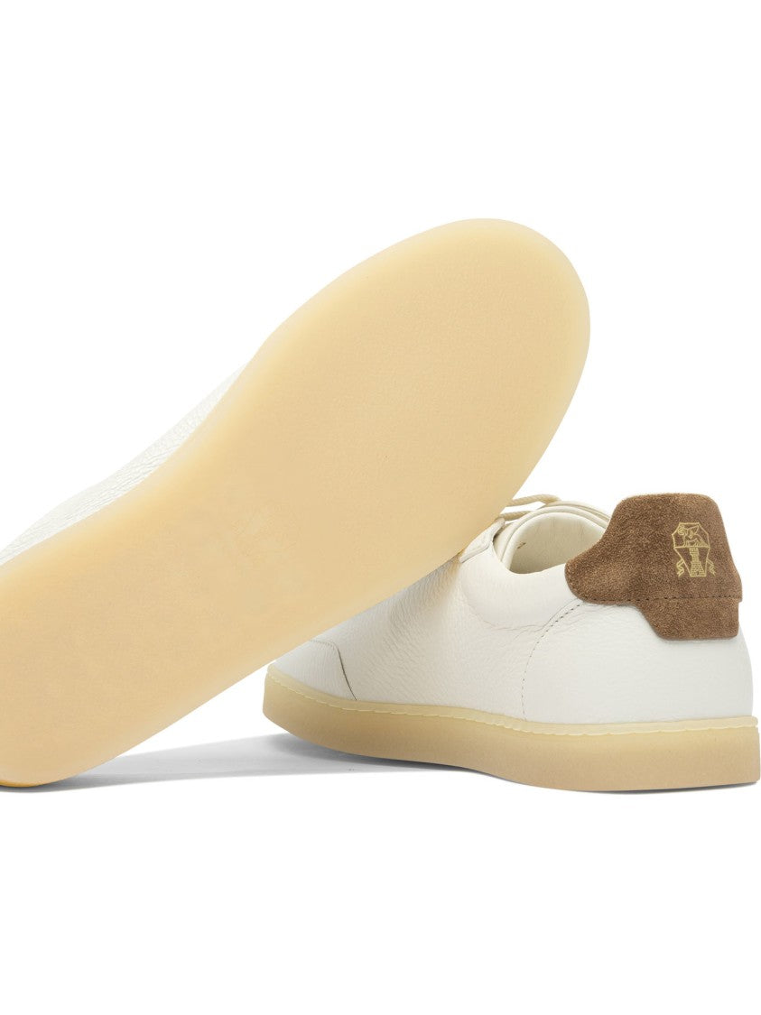Brunello Cucinelli Lace-Up Sneakers With Textured Leather Upper
