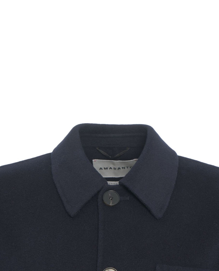 Amaranto Wool Blend Overshirt With Structured Design And Button Closure