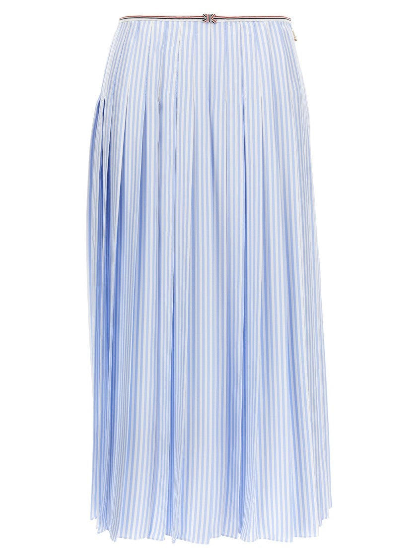 Thom Browne Pleated Striped Silk Skirt