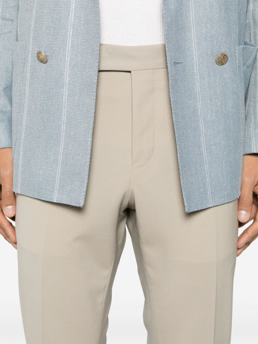 Pt Torino Tailored Light Beige Formal Pants With Concealed Front Closure
