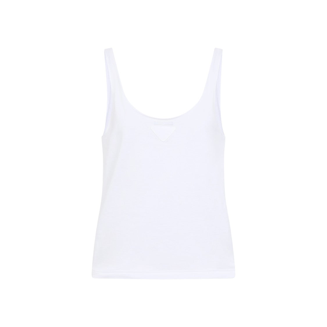 Prada Sleeveless Minimalist Top With Subtle Triangular Detail
