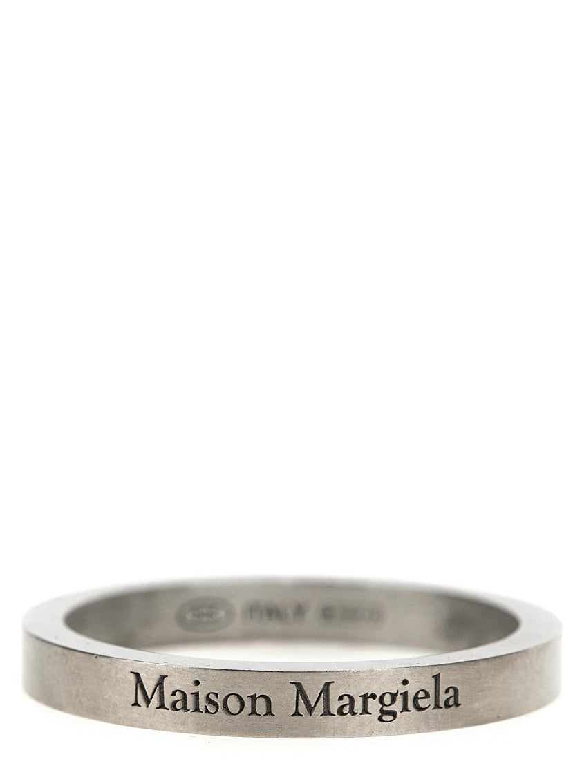 Maison Margiela Silver Logo Ring With Polished Surface