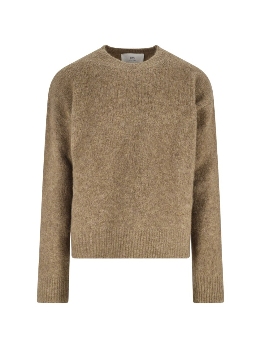 Ami Paris Classic Brown Sweater With Timeless Appeal