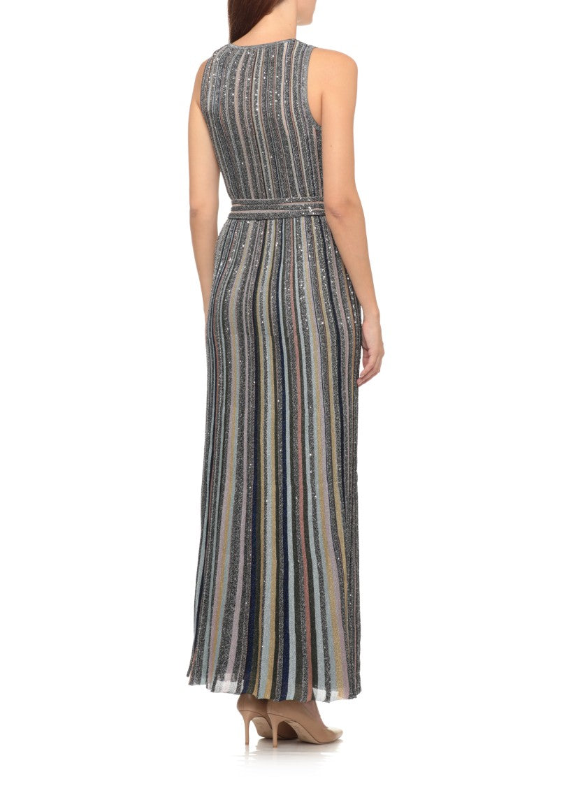 Missoni Multicolor Sequined Lurex Striped Viscose Maxi Dress