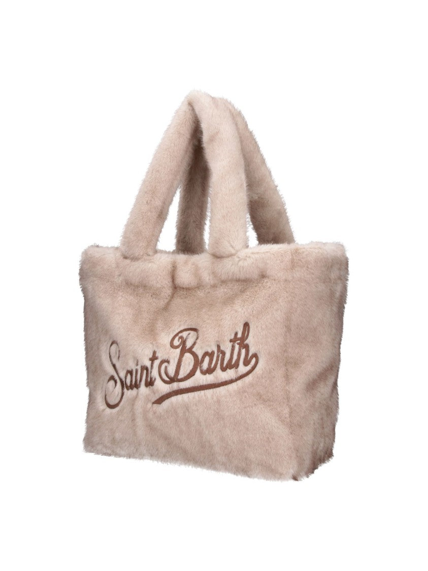Mc2 Saint Barth Beige Colette Soft Fur Plush Faux Fur Tote Bag