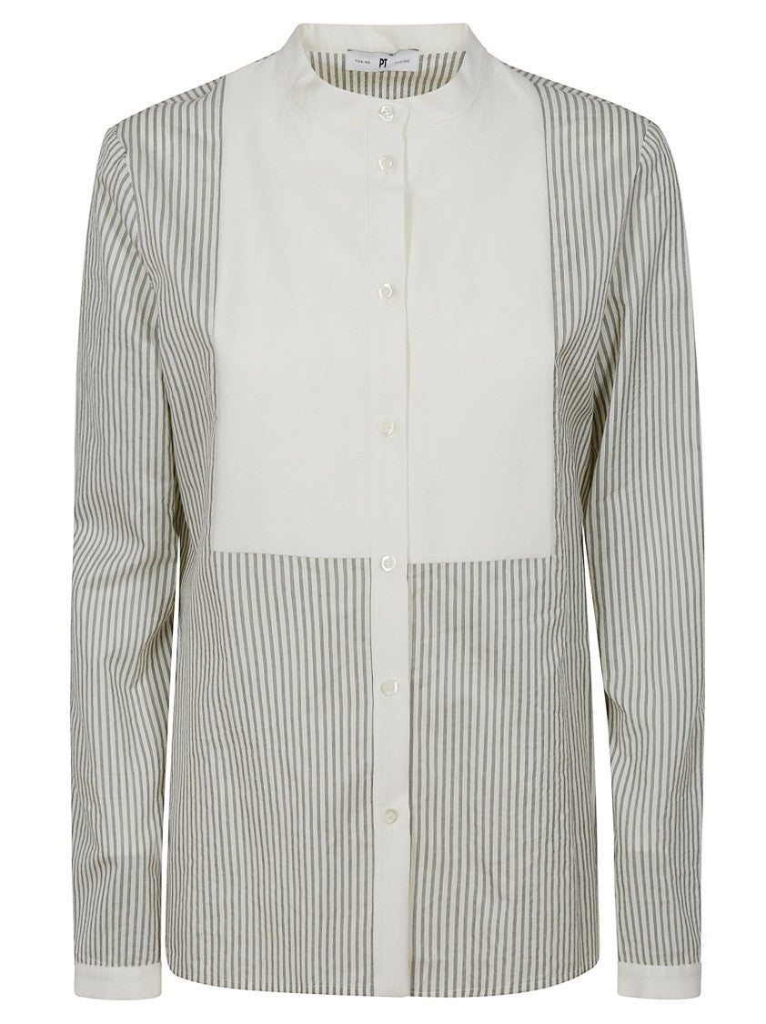 Pt Torino Tailored Cotton Shirt With Striped