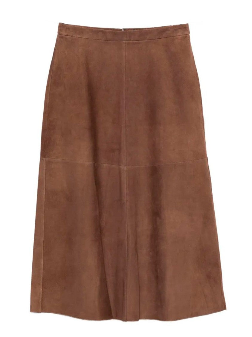 Max Mara A-Line Lambskin Midi Skirt