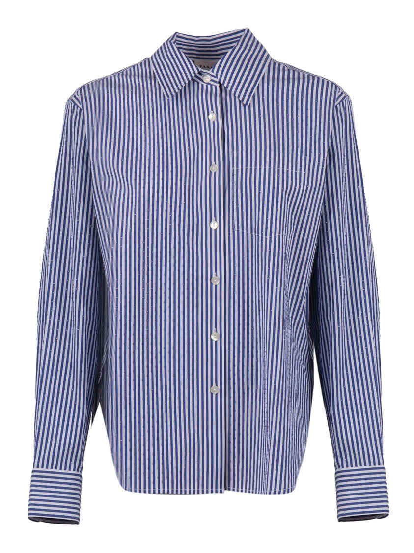 P.A.R.O.S.H. Vertical Stripe Pointed Casual Shirt