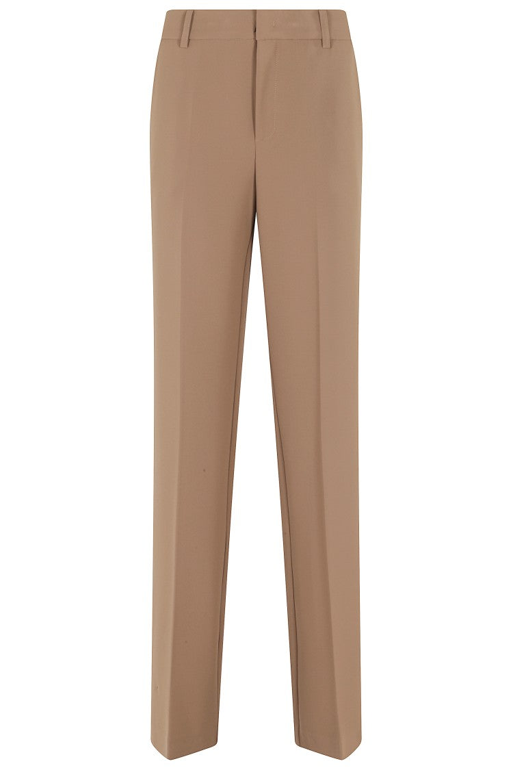 Federica Tosi Hazelnut Straight Cady Belt-Loops Polyester Formal Pants
