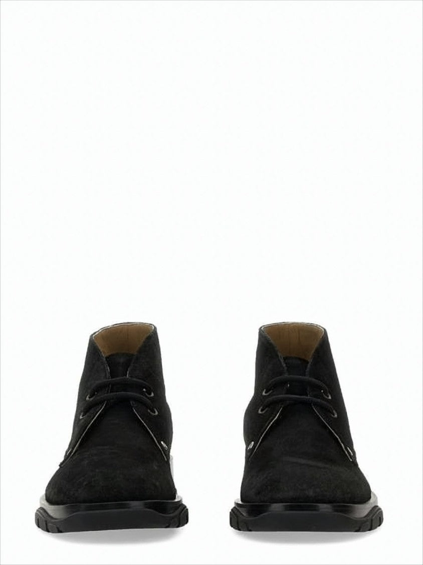 Alexander Mcqueen Suede Lace-Up Boots With Streamlined Design