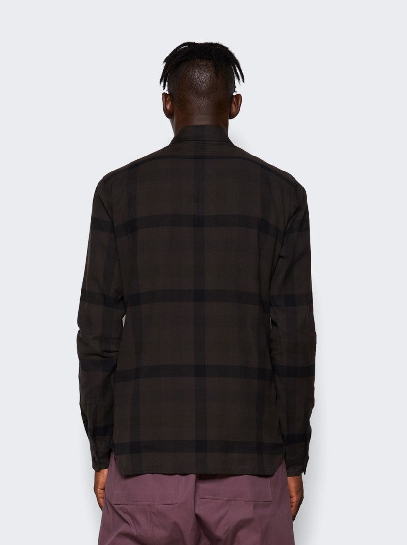 Rick Owens Plaid Pattern Work Shirt With Structured Silhouette