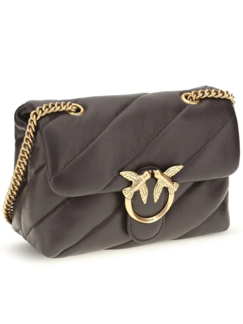 Pinko Quilted Nappa Leather Mini Shoulder Bag With Gold-Tone Clasp