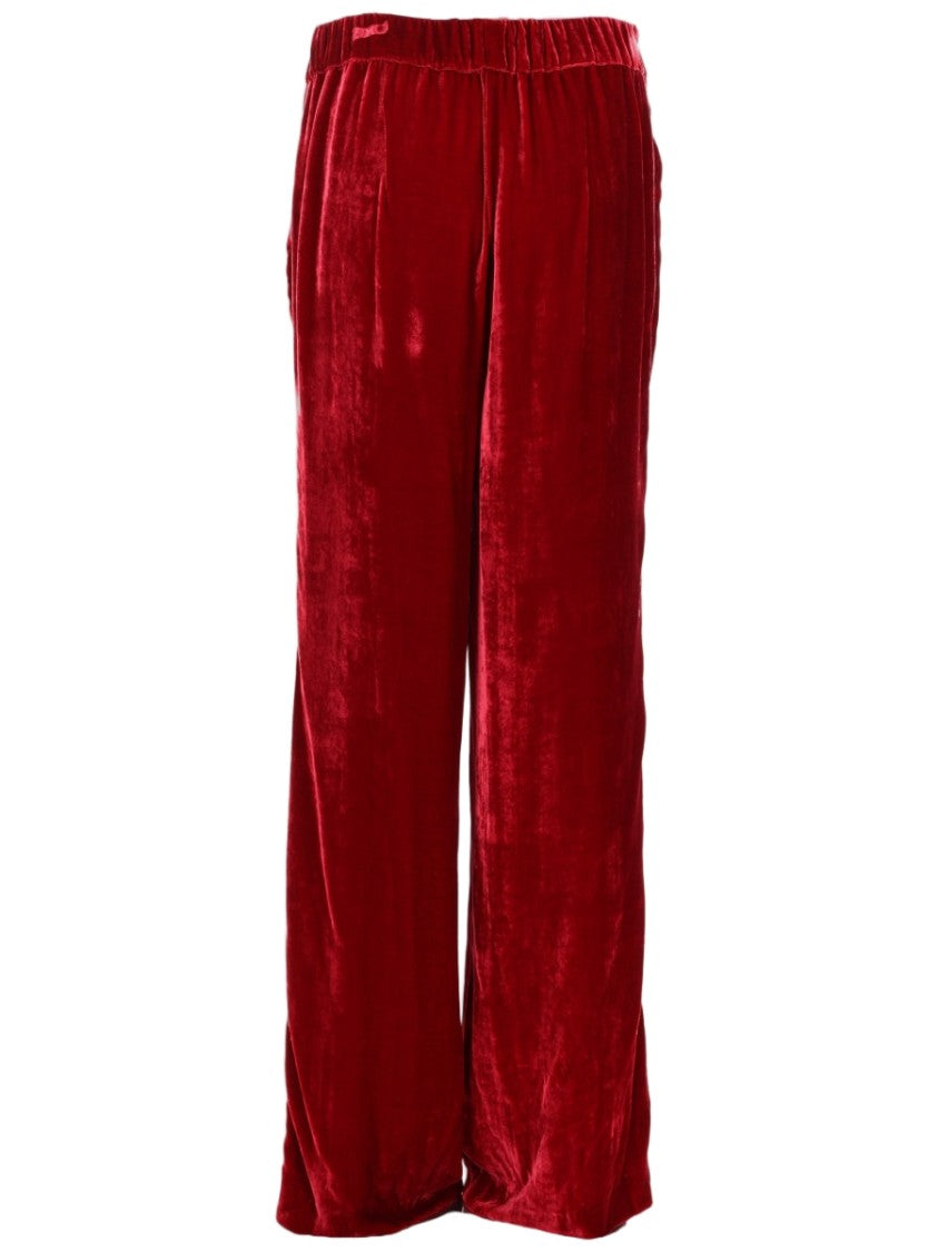 P.A.R.O.S.H. Relaxed Fit Straight Leg Velvet Pants With Elasticated Waistband
