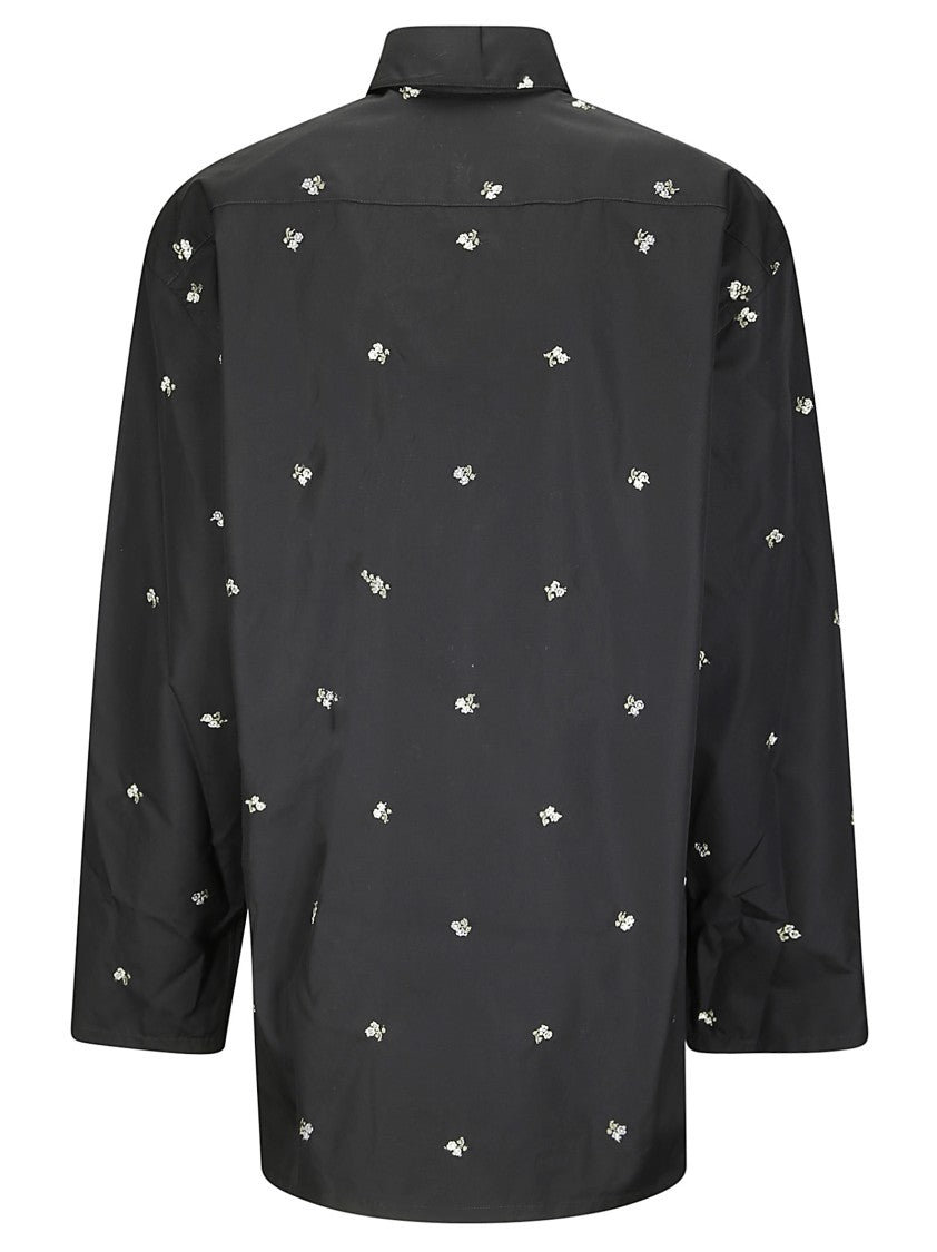 Rier Long-Sleeved Cotton Shirt With Floral Embroidery