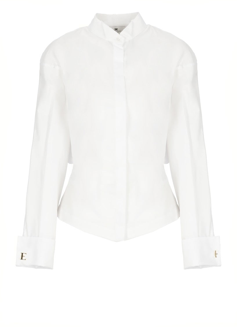 Elisabetta Franchi Crisp White Cotton Shirt With Tailored Silhouette