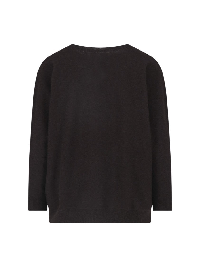 Lisa Yang Deep V-Neck Relaxed Ribbed Knit Sweater