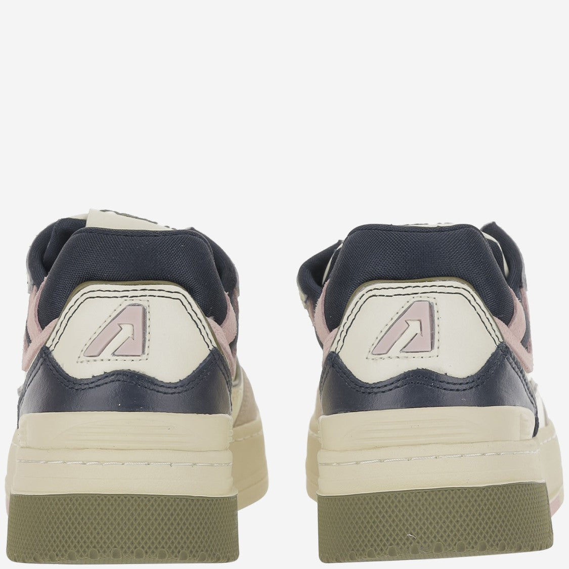 Autry Low Suede And Mesh Sneakers With Contrast Heel