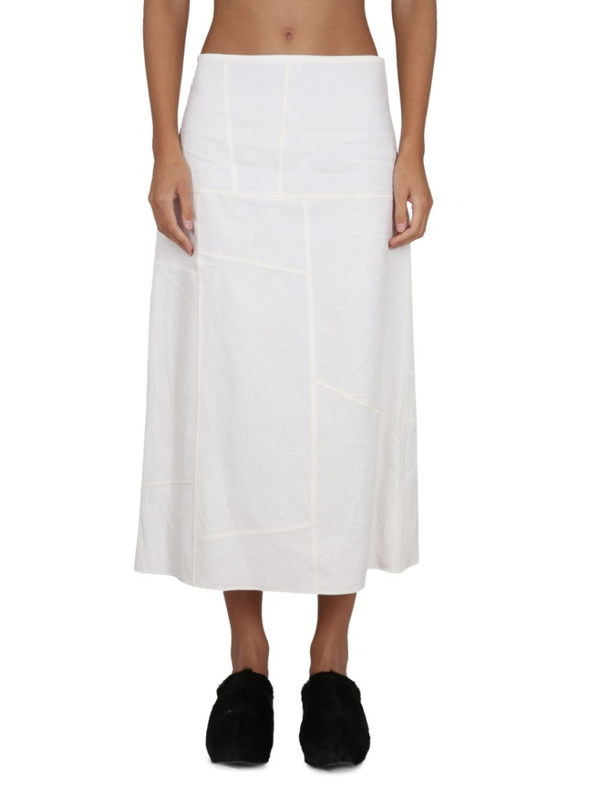 Jil Sander Patchwork Cotton Maxi Skirt With Flowing Silhouette