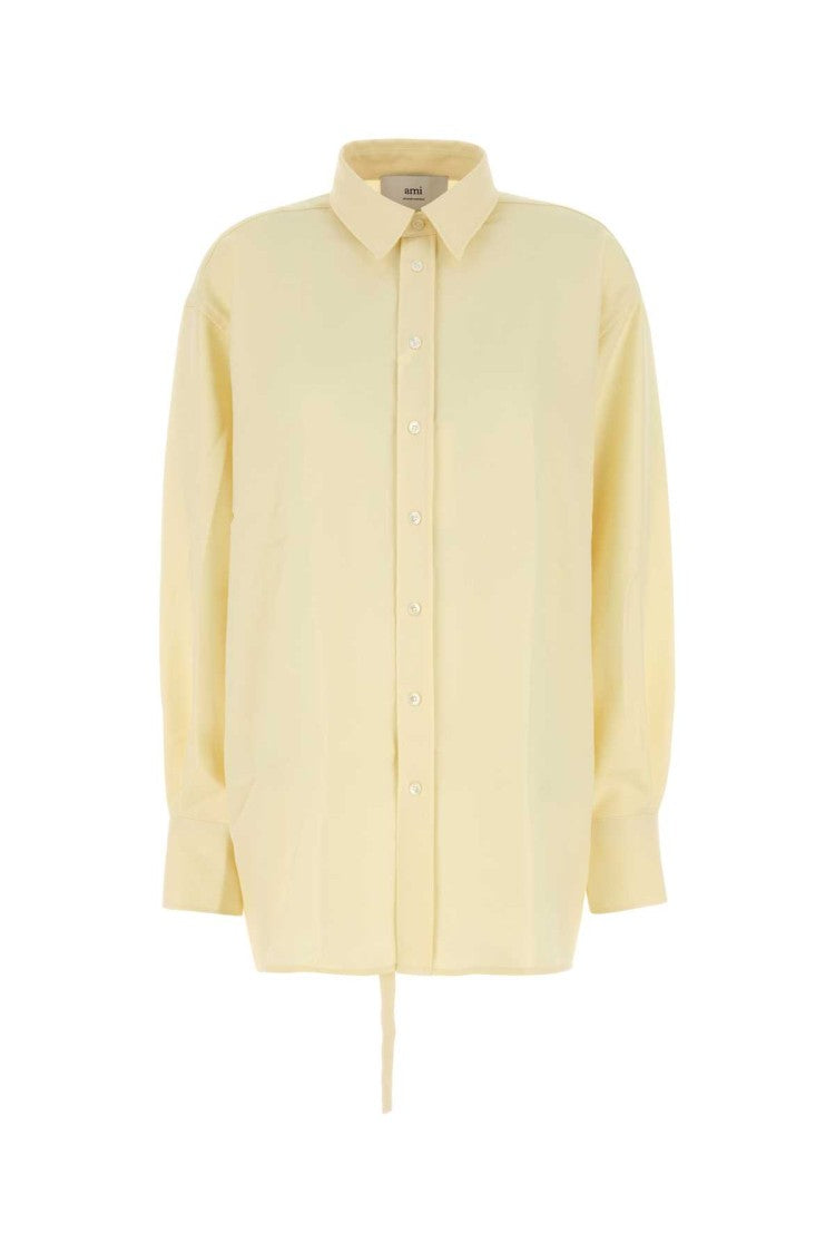 Ami Pastel Yellow Wool Oversize Shirt