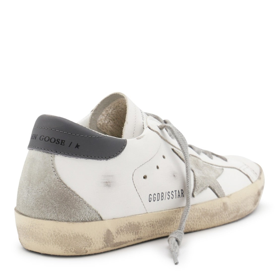 Golden Goose Super Star White And Grey Leather Sneakers