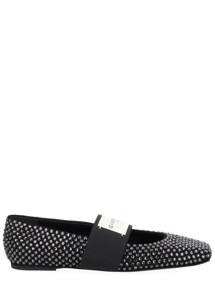 Givenchy Black Sliced Square Calf Leather Flats