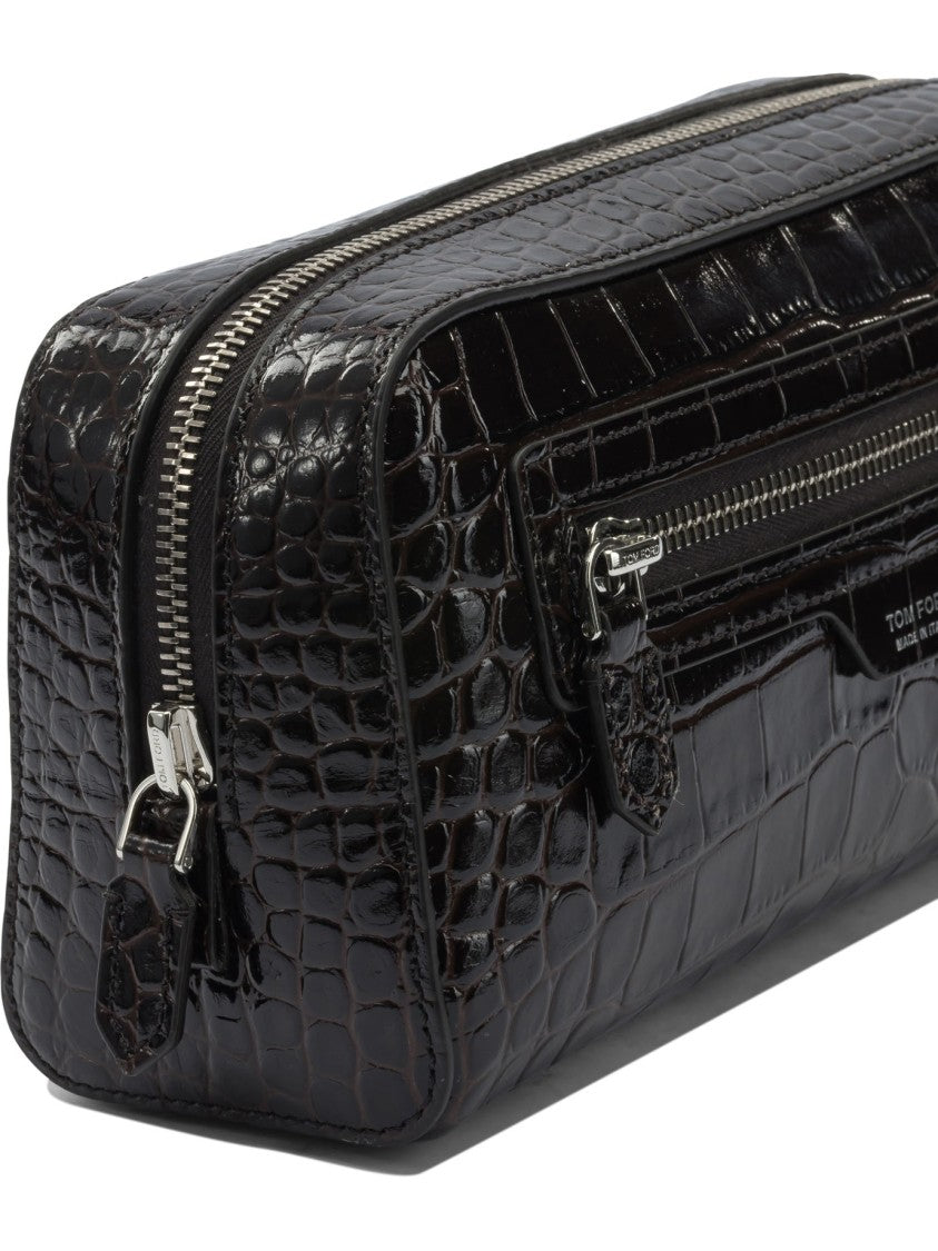 Tom Ford Crocodile Print Leather Beauty Case