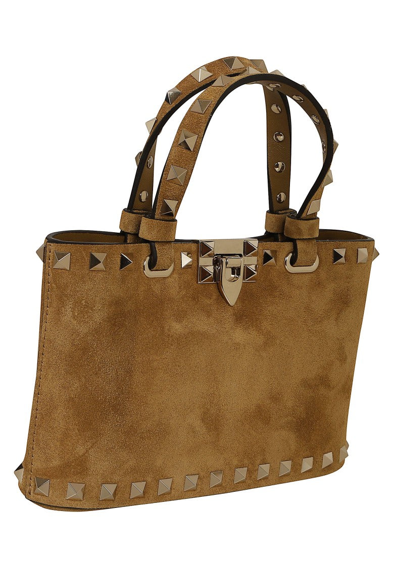 Valentino Garavani Rockstud Mini Suede Platinum Studded Tote Bag