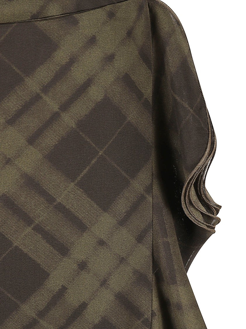 Burberry Plaid Ruffled Hem Skirt In Mulberry Silk