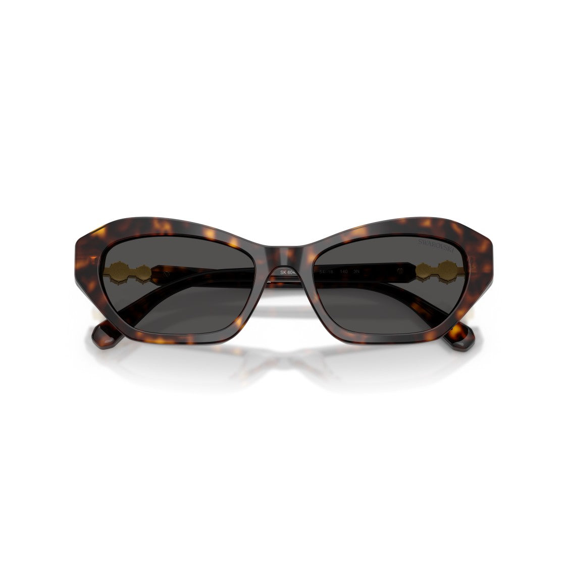 Swarovski 0Sk6048 Angular Tortoiseshell Sunglasses With Crystal Accents