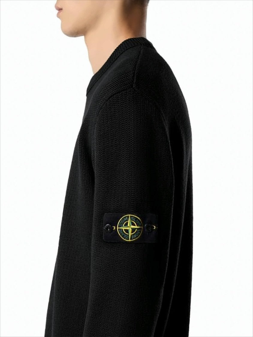 Stone Island Knit Sweater With Signature Sleeve Patch