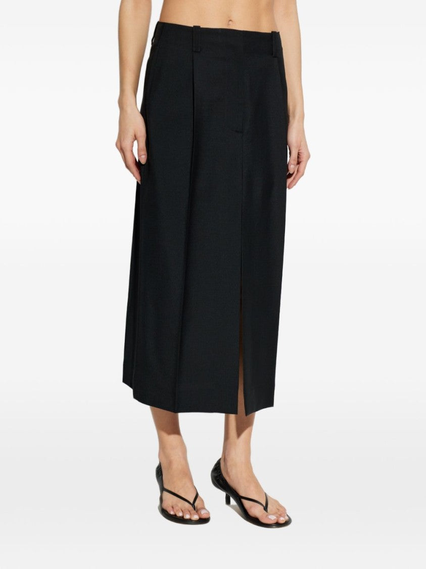 Givenchy Black Silk And Nylon Midi Skirt