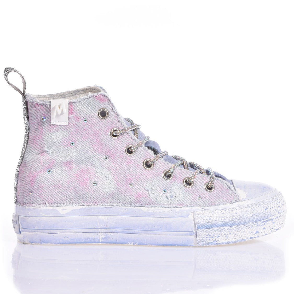 Mimanera Artisan-Crafted High-Top Sneakers Washed Denim