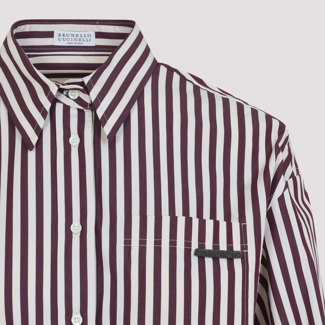 Brunello Cucinelli Classic Striped Cotton Shirt With Button-Down Front