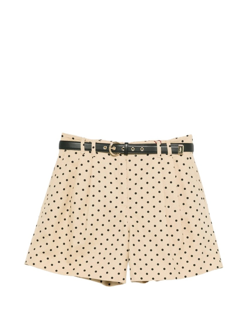 Max Mara Tailored Beige Shorts With Black Polka Dot Design