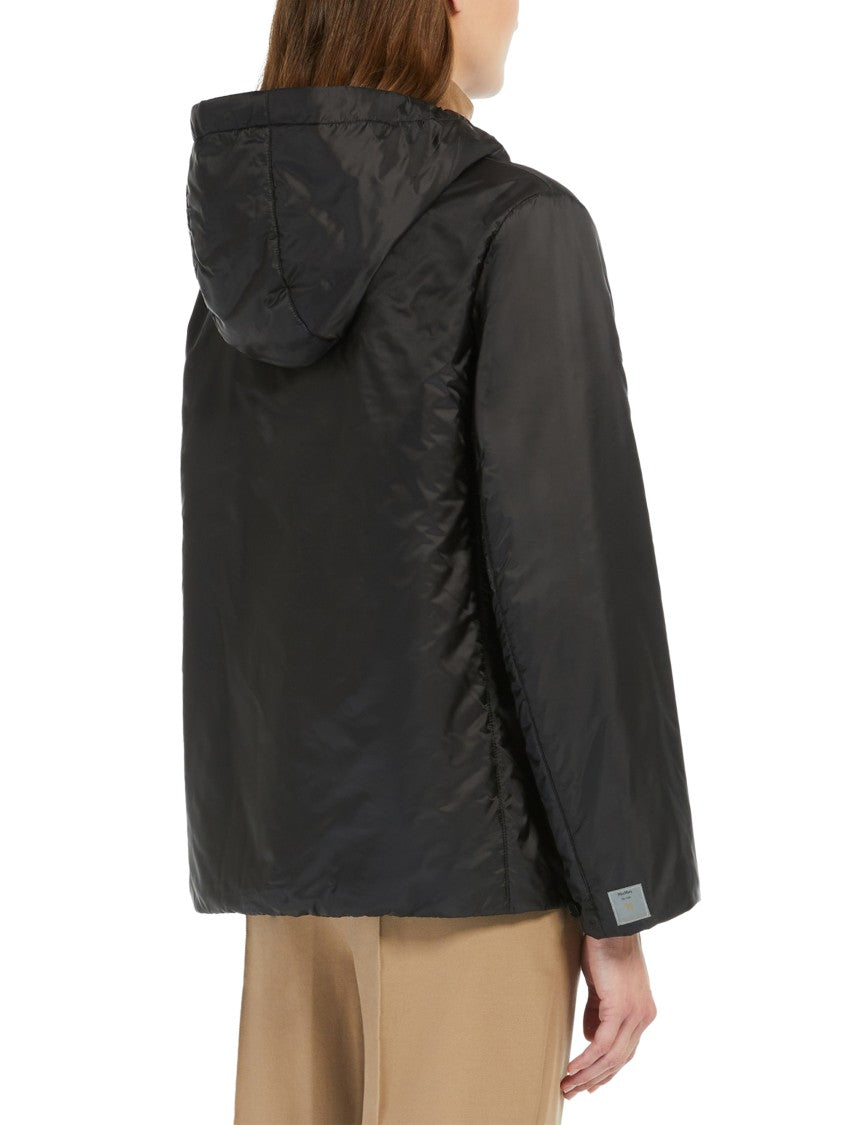 Max Mara Black Jacket With Oversized Silhouette And Drawstring Hood