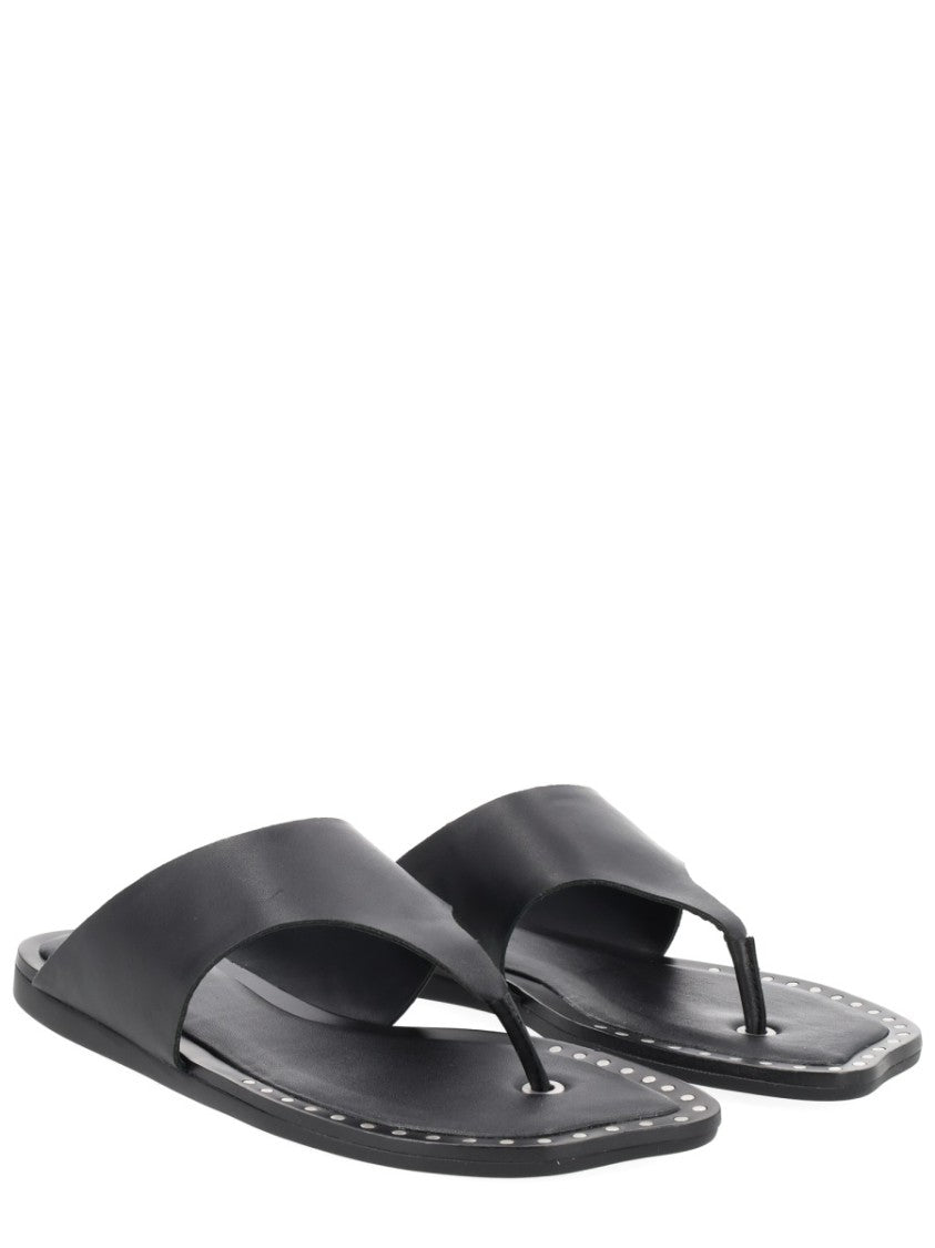 Ash Genius Leather Studded Thong Sandals