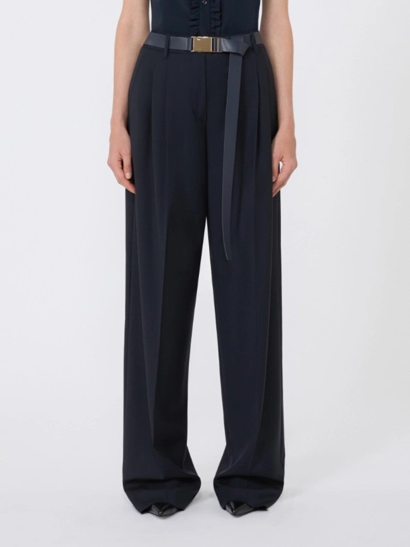 Max Mara Tailored Blue Wide-Leg Trousers With High Waist