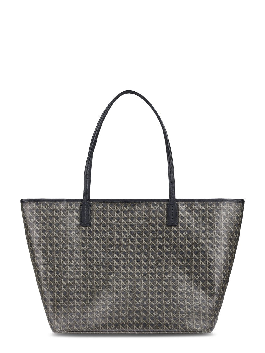 Tory Burch Spacious Black Cotton Tote With Structured Silhouette