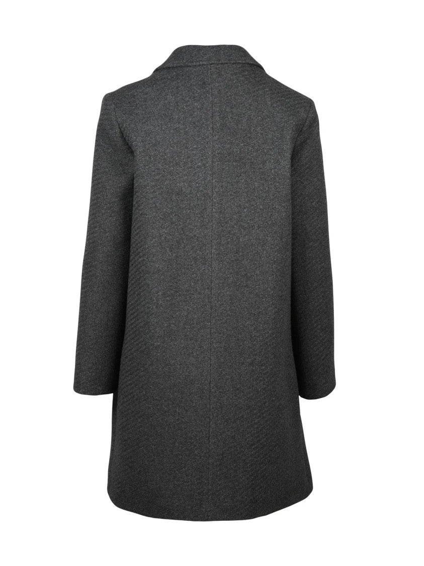 Lakore Dark Grey Double-Breasted Wool-Blend Coat