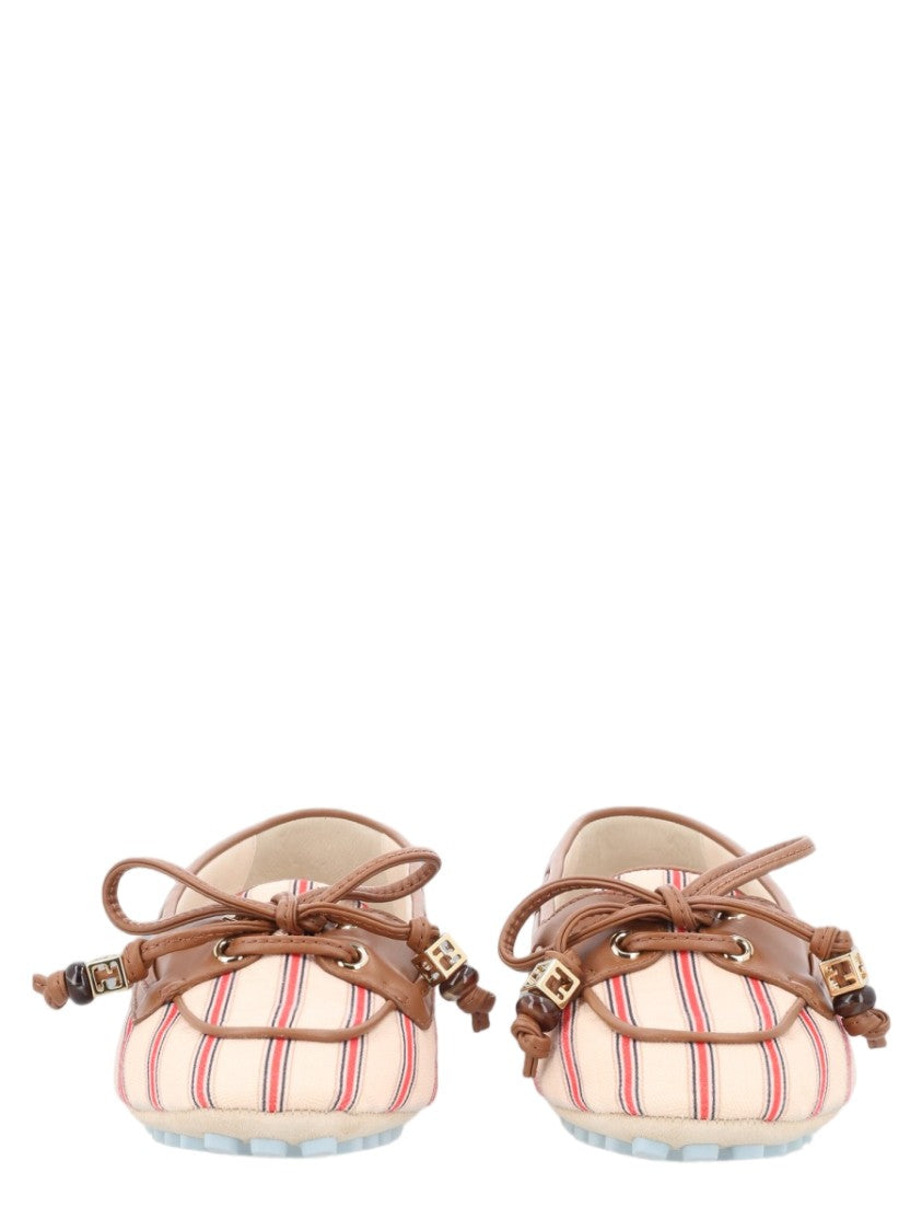 Fendi Ff Striped Canvas Moccasin Loafers