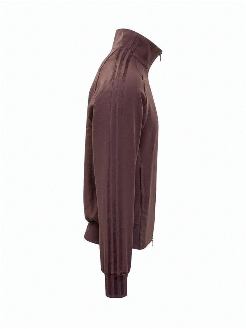 Y-3 High Collar Brown Polyester Jacket With Zipper Closure