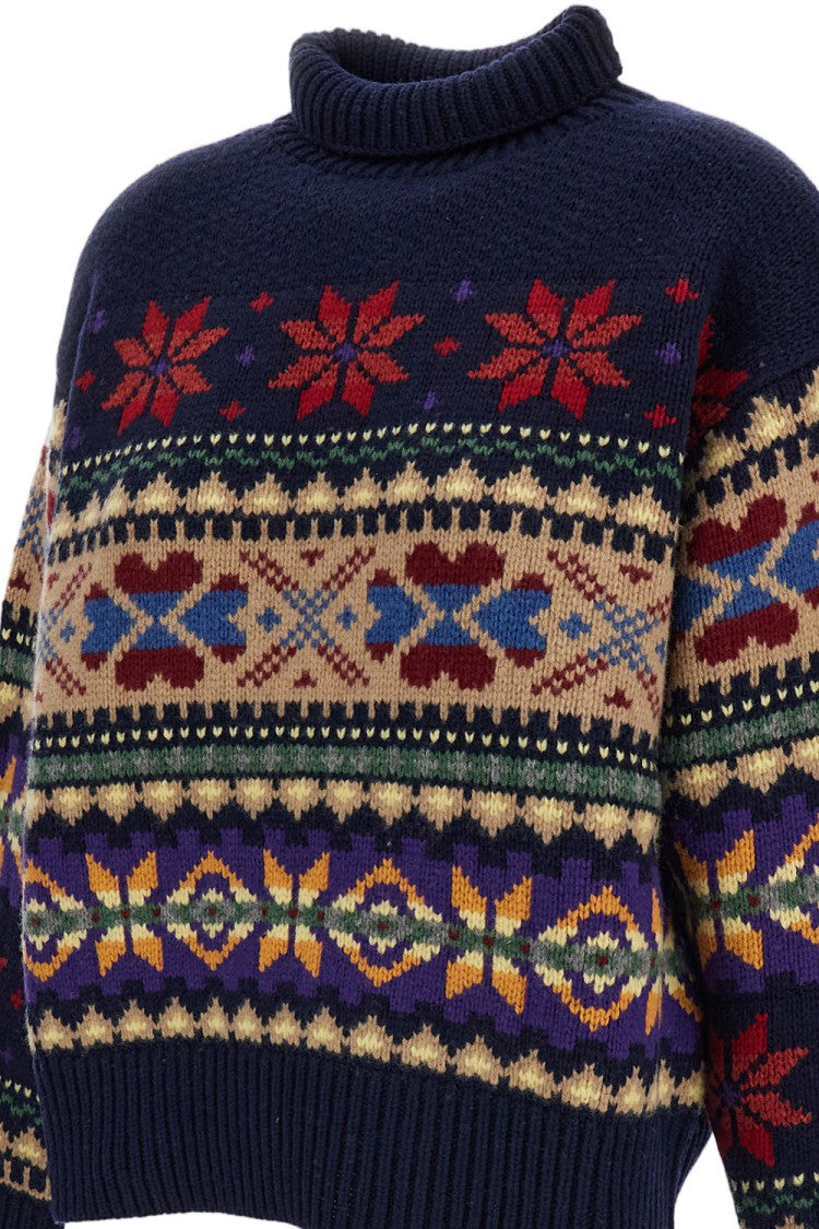 Polo Ralph Lauren Multicolor Ribbed Wool-Cashmere Turtleneck Sweater