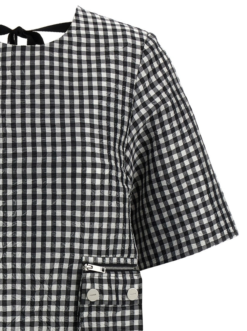 Ganni Crinkled Check Mini' Dress