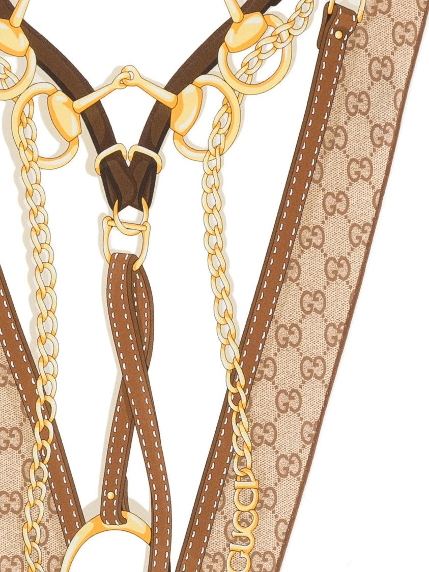 Gucci Beige Monogram Print Triangular Scarf
