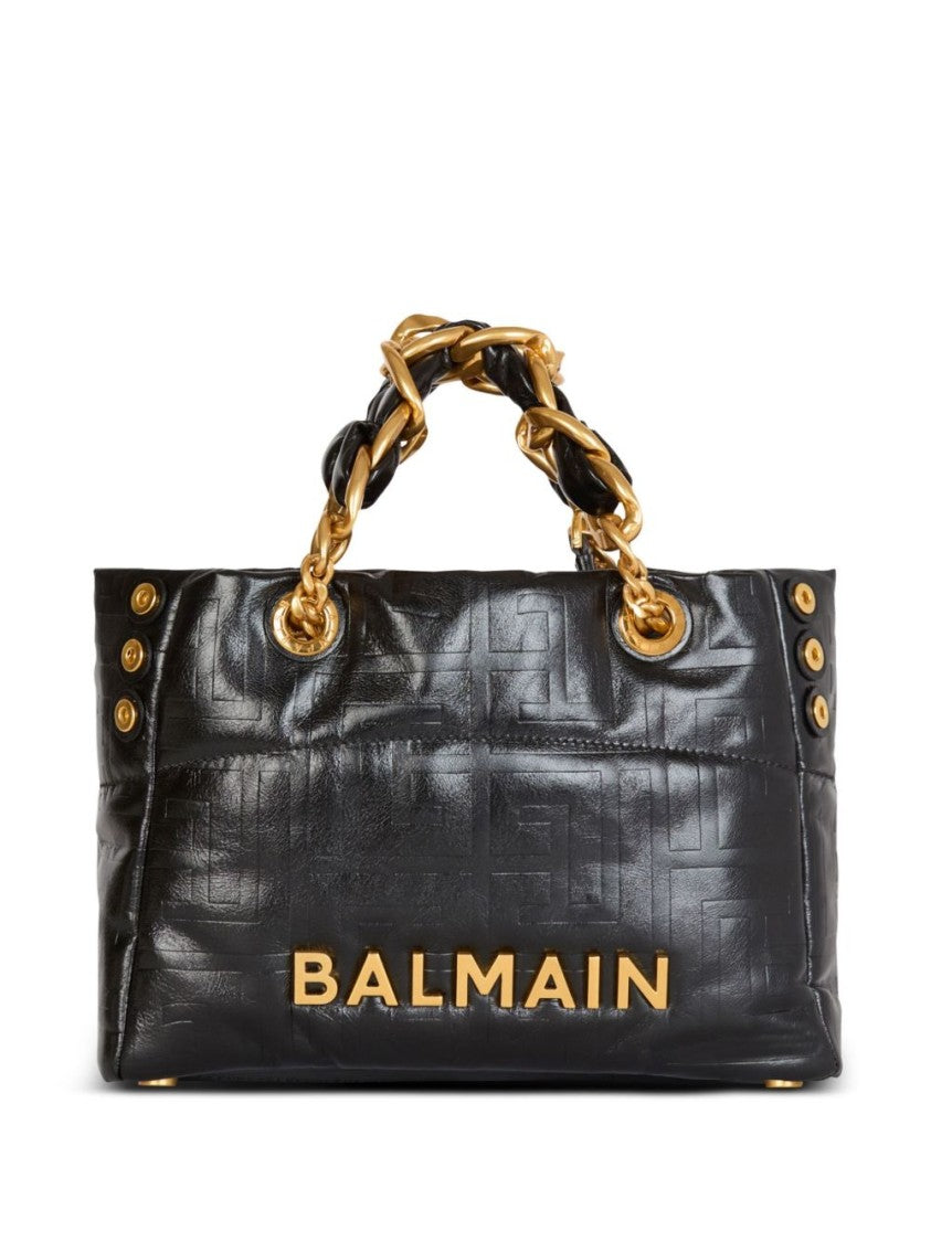 Balmain Calf Leather Embossed Monogram Bag