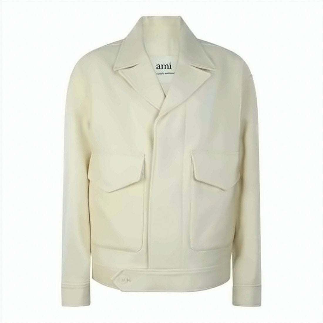 Ami Paris Structured White Wool Jacket With Flap Pockets