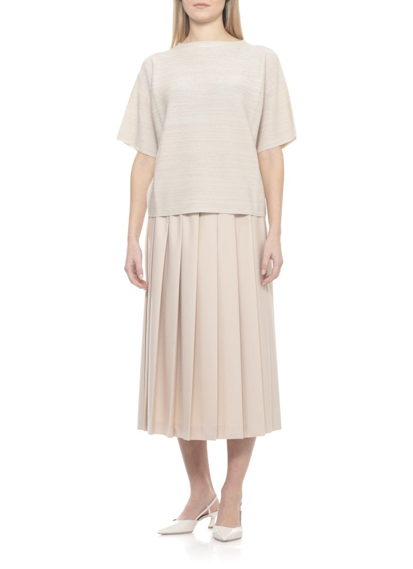 Fabiana Filippi Beige Lurex Short Sleeve Top