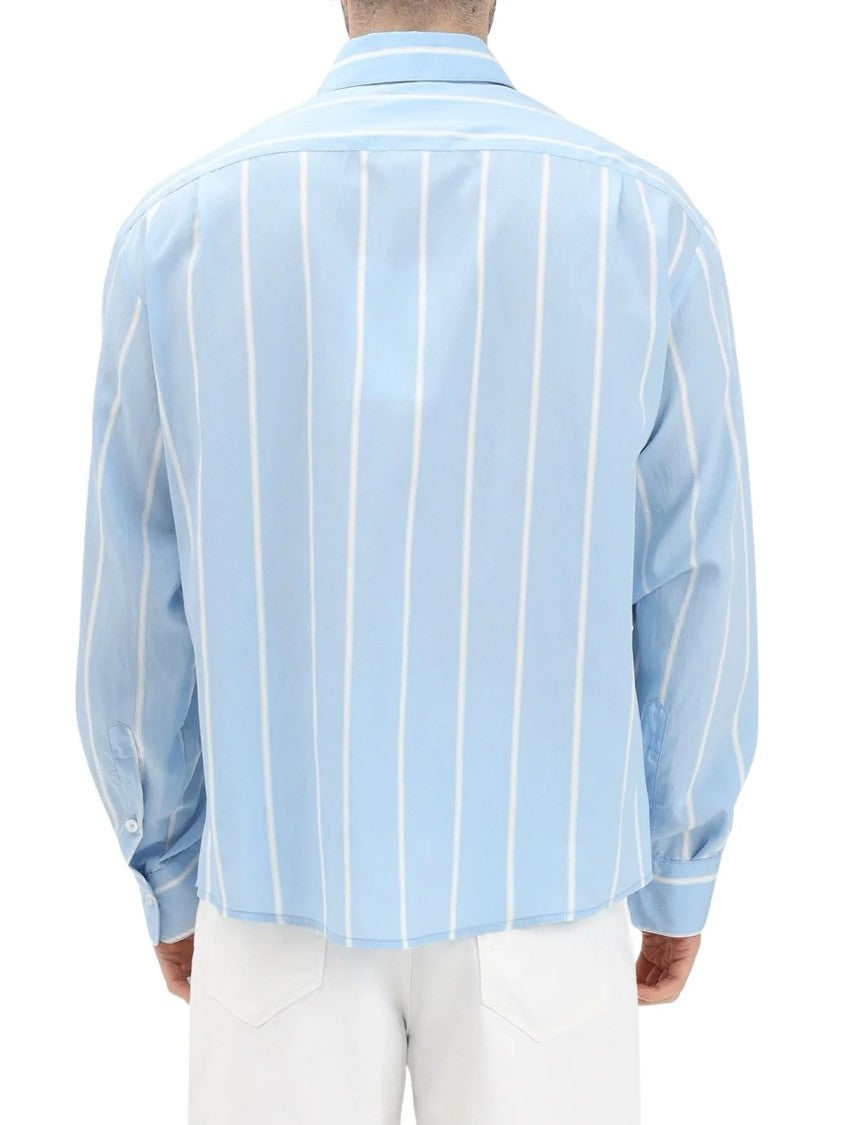 Yes London Light Blue Viscose Cotton Men Shirt