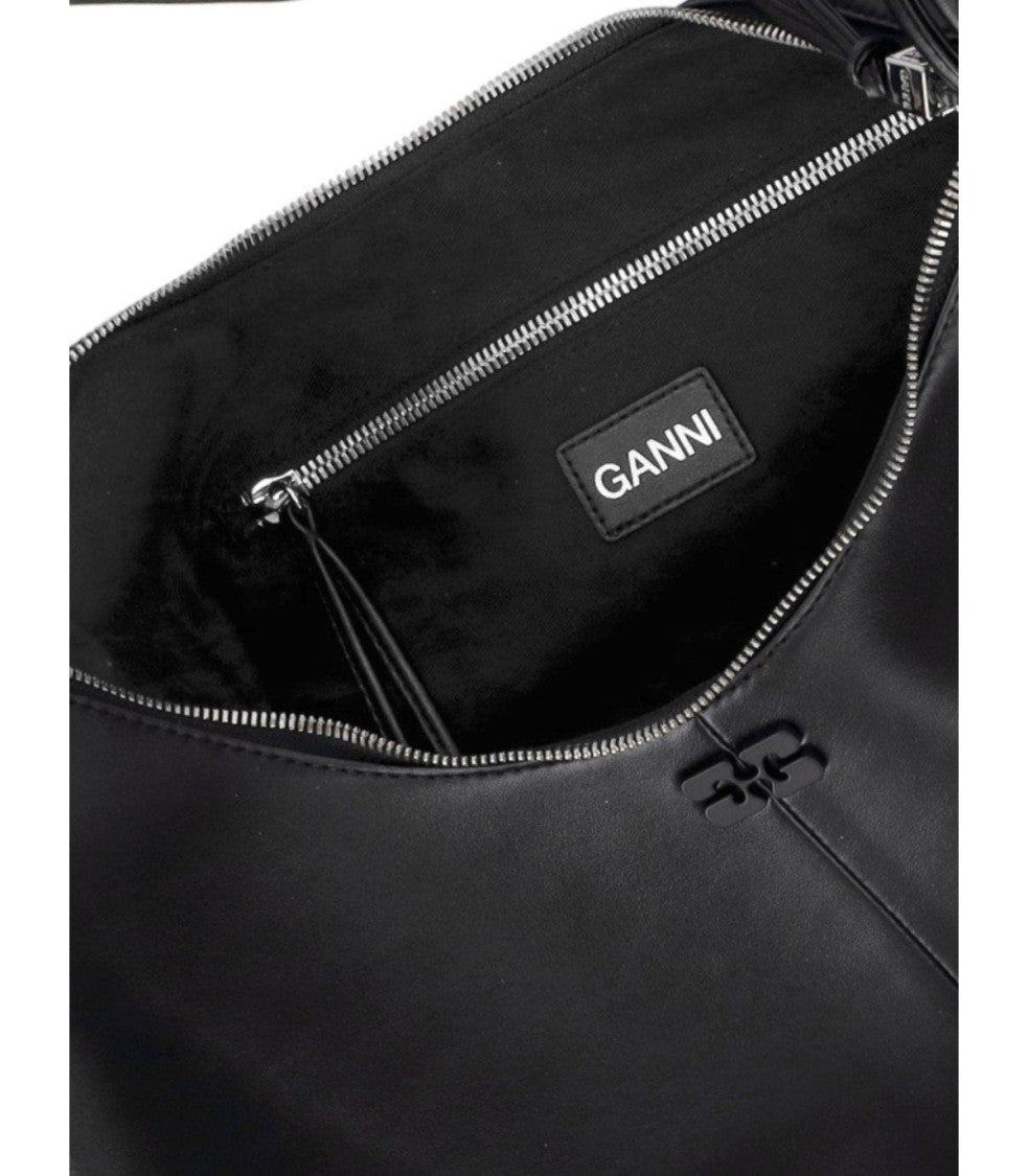 Ganni Medium Hobo Shoulder Bag In Recycled Leather