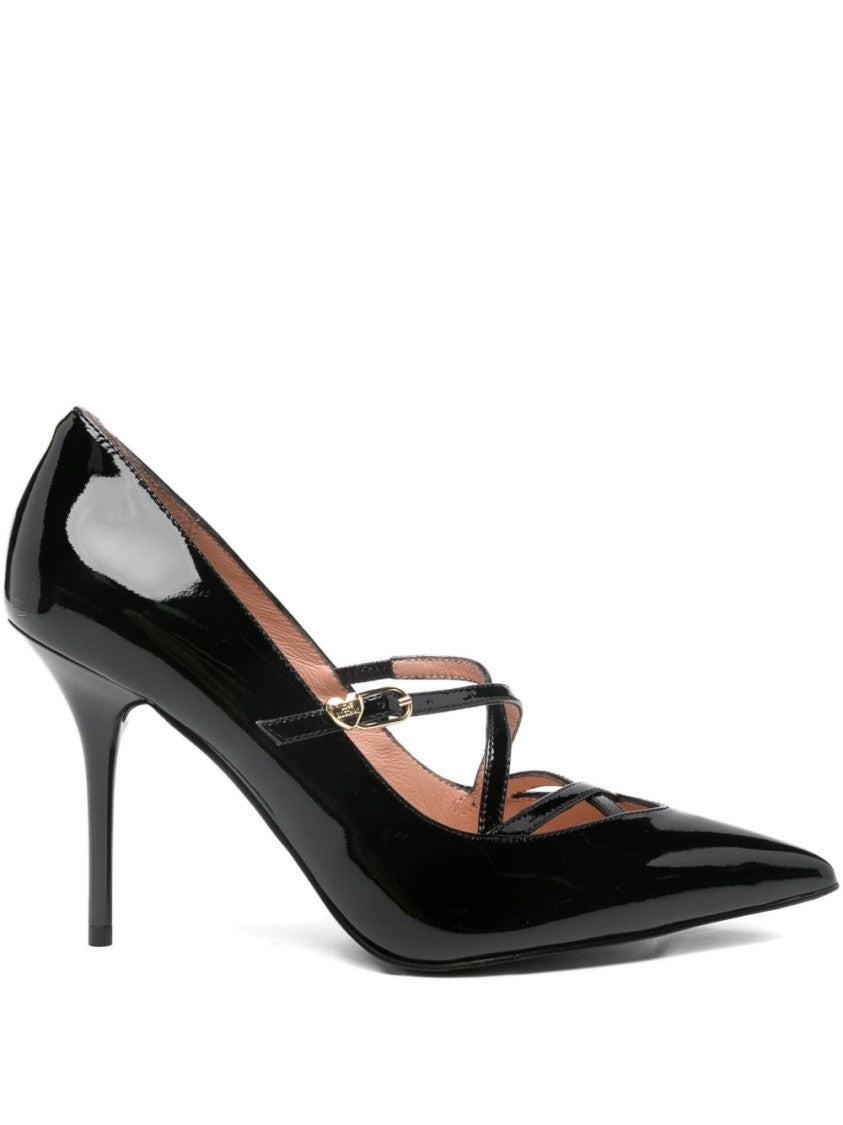 Love Moschino Glossy Black Pumps With Delicate Crisscross Straps